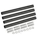 MECCANIXITY Threaded Extension Rod, 5.91" Lamp Pipe with Connector Light Fixture Parts for Pendant Light Island Lighting Chandeliers Stems, Black 4 Set