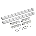 MECCANIXITY Threaded Extension Rod, 5.91" Lamp Pipe with Connector Light Fixture Parts for Pendant Light Island Lighting Chandeliers Stems, Silver 2 Set