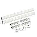 MECCANIXITY Threaded Extension Rod, 5.91" Lamp Pipe with Connector Light Fixture Parts for Pendant Light Island Lighting Chandeliers Stems, White 2 Set