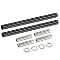 MECCANIXITY Threaded Extension Rod, 7.87" Lamp Pipe with Connector Light Fixture Parts for Pendant Light Island Lighting Chandeliers Stems, Black 2 Set