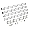 MECCANIXITY Threaded Extension Rod, 7.87" Lamp Pipe with Connector Light Fixture Parts for Pendant Light Island Lighting Chandeliers Stems, Silver 4 Set