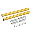 MECCANIXITY Threaded Extension Rod, 7.87" Lamp Pipe with Connector Light Fixture for Pendant Light Island Lighting Chandeliers Stems, Gold Tone 2 Set
