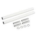 MECCANIXITY Threaded Extension Rod, 7.87" Lamp Pipe with Connector Light Fixture Parts for Pendant Light Island Lighting Chandeliers Stems, White 2 Set