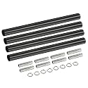 MECCANIXITY Threaded Extension Rod, 7.87" Lamp Pipe with Connector Light Fixture Parts for Pendant Light Island Lighting Chandeliers Stems, Black 4 Set