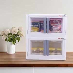 mechdel storage plastic for closet organizerscupboard rackfolding storage box stackable storage with open front door with wheels 2pcs-72l white