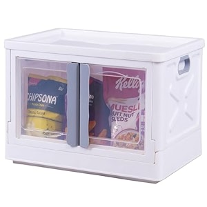 mechdel plastic storage bins for closet organizers folding box stackable with open front door and wheels 1pcs-72l white