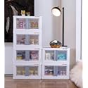 mechdel Storage Plastic for Closet Organizers,Cupboard rack,Folding Storage Box, Stackable Storage with Open Front Door, with wheels (6PCS-(72L), WHITE)