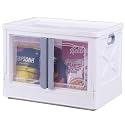 Mechdel Plastic Storage Bins for Closet Organizers, Folding Box, Stackable With Open Front Door and Wheels (1PCS-72L, White)