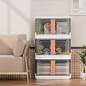 mechdel Storage Plastic for Closet Organizers,Cupboard rack,Folding Storage Box, Stackable Storage with Open Front Door, with wheels (3PCS-(72L), Transparent).