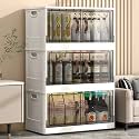 mechdel Storage Plastic for Closet Organizers,Cupboard rack,Folding Storage Box, Stackable Storage with Open Front Door, with wheels (42L-1PCS, WHITE)