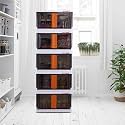 mechdel Storage Plastic for Closet Organizers,Cupboard rack,Folding Storage Box, Stackable Storage with Open Front Door, with wheels (5PCS-(72L), Transparent)