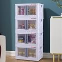mechdel Storage Plastic for Closet Organizers,Cupboard rack,Folding Storage Box, Stackable Storage with Open Front Door, with wheels (4PCS-(72L), WHITE)