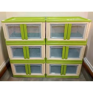 mechdel storage plastic for closet organizerscupboard rackfolding storage box stackable storage with open front door with wheels parrot green 6pcs-72l