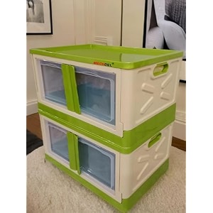 mechdel storage plastic for closet organizerscupboard rackfolding storage box stackable storage with open front door with wheels parrot green 2pcs-72l