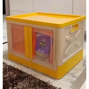 mechdel storage plastic for closet organizerscupboard rackfolding storage box stackable storage with open front door with wheels pastel orange 1pcs-72l