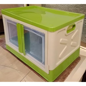 mechdel storage plastic for closet organizerscupboard rackfolding storage box stackable storage with open front door with wheels parrot green 1pcs-72l