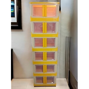 mechdel storage plastic for closet organizerscupboard rackfolding storage box stackable storage with open front door with wheels pastel orange 5pcs-72l