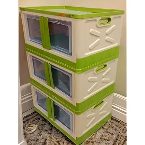mechdel storage plastic for closet organizerscupboard rackfolding storage box stackable storage with open front door with wheels parrot green 3pcs-72l