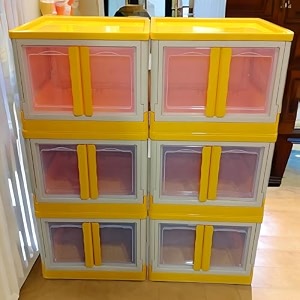mechdel storage plastic for closet organizerscupboard rackfolding storage box stackable storage with open front door with wheels pastel orange 6pcs-72l