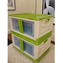 mechdel Storage Plastic for Closet Organizers,Cupboard rack,Folding Storage Box, Stackable Storage with Open Front Door, with wheels (Parrot Green, 2PCS-(72L))