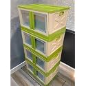 mechdel Storage Plastic for Closet Organizers,Cupboard rack,Folding Storage Box, Stackable Storage with Open Front Door, with wheels (Parrot Green, 1PCS-(72L))