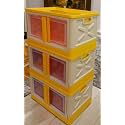 mechdel Storage Plastic for Closet Organizers,Cupboard rack,Folding Storage Box, Stackable Storage with Open Front Door, with wheels (Pastel Orange, 3PCS-(72L))