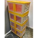 mechdel Storage Plastic for Closet Organizers,Cupboard rack,Folding Storage Box, Stackable Storage with Open Front Door, with wheels (Pastel Orange, 4PCS-(72L))
