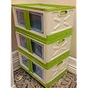 mechdel Storage Plastic for Closet Organizers,Cupboard rack,Folding Storage Box, Stackable Storage with Open Front Door, with wheels (Parrot Green, 3PCS-(72L))