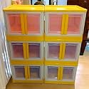 mechdel Storage Plastic for Closet Organizers,Cupboard rack,Folding Storage Box, Stackable Storage with Open Front Door, with wheels (Pastel Orange, 6PCS-(72L))