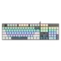 MechLands Aula S500 Wired Gaming Keyboard, 100% Full Size Mechanical Keyboard with Number Pad, 104 Keys, NKRO, RGB Backlits, Shine Through Keycaps, Ergonomic for PC E-Sports (Black&amp;Blue, Blue Switch)