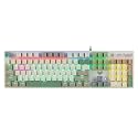 MechLands Aula S500 Wired Gaming Keyboard, 100% Full Size Mechanical Keyboard with Number Pad, 104 Keys, NKRO, RGB Backlits, Shine Through Keycaps, Ergonomic for PC E-Sports (White&amp;Green, Red Switch)