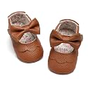 Meckior Newborn Baby Girls Dress Shoes Infant Bowknot Soft Sole Mary Jane Moccasins Baptism Christening Crib Shoes Wedding Princess Flats