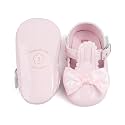 Meckior Newborn Baby Girls Dress Shoes Infant Bowknot Soft Sole Mary Jane Moccasins Baptism Christening Crib Shoes Wedding Princess Flats