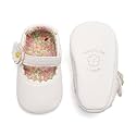 Meckior Newborn Baby Girls Dress Shoes Infant Bowknot Soft Sole Mary Jane Moccasins Baptism Christening Crib Shoes Wedding Princess Flats