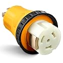 MECMO NEMA L14-30P to SS2-50R RV Marine Power Generator Adapter, 30A 4 Prong Twist Lock Generator L14-30P Male to 50A Marine Shore Power SS2-50R Female with Locking Ring, 125V/250V