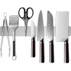 16 inch stainless steel magnetic knife holder for wall heavy-duty knife bar strip with powerful magnet kitchen utensil organizer rack for knives tools refrigerator or wall mount