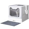 Medario Cat Litter Box with Litter Mat and Scoop (Grey)