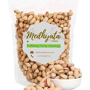 medhyata californian roasted amp salted pistachios - pista dry fruits namkeen pistha california with shell 50g