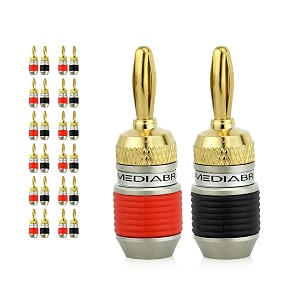 mediabridge banana plugs - corrosion-resistant 24k gold-plated connectors - 12 pair24 banana plugs part spc-bp2-12 lightning