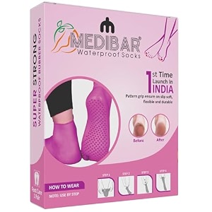 anti heel full length waterproof rubber socks moisturizing silicon heel peny socks pain relief foot care protector for men amp women - size-medium7-8-9 pink pack of 1