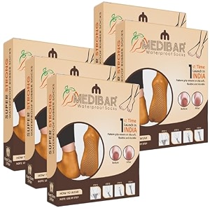 medibar anti heel full length waterproof rubber socks moisturizing silicon heel peny socks pain relief foot care protector for men amp women - size-large9-10-11 brown pack of 5