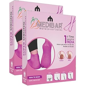 anti heel full length waterproof rubber socks moisturizing silicon heel peny socks pain relief foot care protector for men amp women - size-large9-10-11 pink pack of 2
