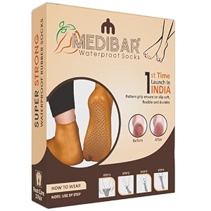 anti crack gel heel and foot protector full length waterproof rubber socks moisturizing silicon heel peny socks pain relief for men amp women - size-small5-6 brown pack of 1