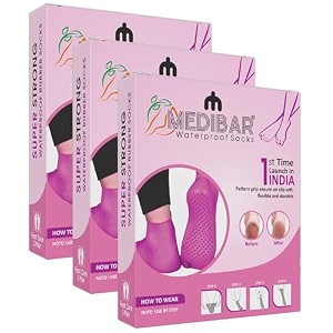 anti heel full length waterproof rubber socks moisturizing silicon heel peny socks pain relief foot care protector for men amp women - size-small5-6 pink pack of 3