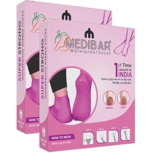 anti heel full length waterproof rubber socks moisturizing silicon heel peny socks pain relief foot care protector for men amp women - size-small5-6 pink pack of 2