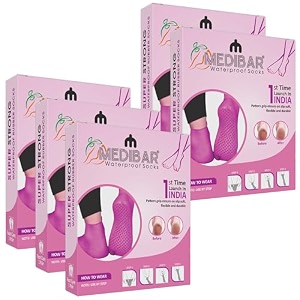 anti heel full length waterproof rubber socks moisturizing silicon heel peny socks pain relief foot care protector for men amp women - size-medium7-8-9 pink pack of 5