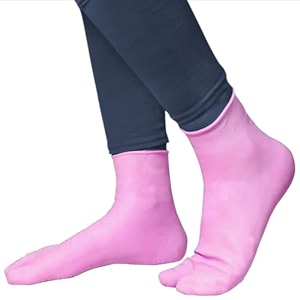 waterproof rubber socks pain relief for men and women anti-crack gel heel ankle length and foot protector moisturising socks for foot caresize-large9-10-11pink pack of 2