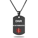 Medical Alert ID Necklace, Laser Engraved DO NOT RESUSCITATE, Stainless Steel Tag Pendant with 23.6 inch Chain for Men Women