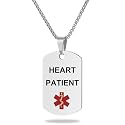 Medical Alert ID Necklace, Laser Engraved Heart Patient, Stainless Steel Tag Pendant with 23.6 inch Chain for Men Women Emergency First Aid