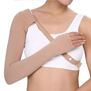 medical compression arm sleeves with shoulder strap and support for lymphedema  graduated compression - 20-30 mmhg  post mastectomy sleeve for lymphedema right hand medium